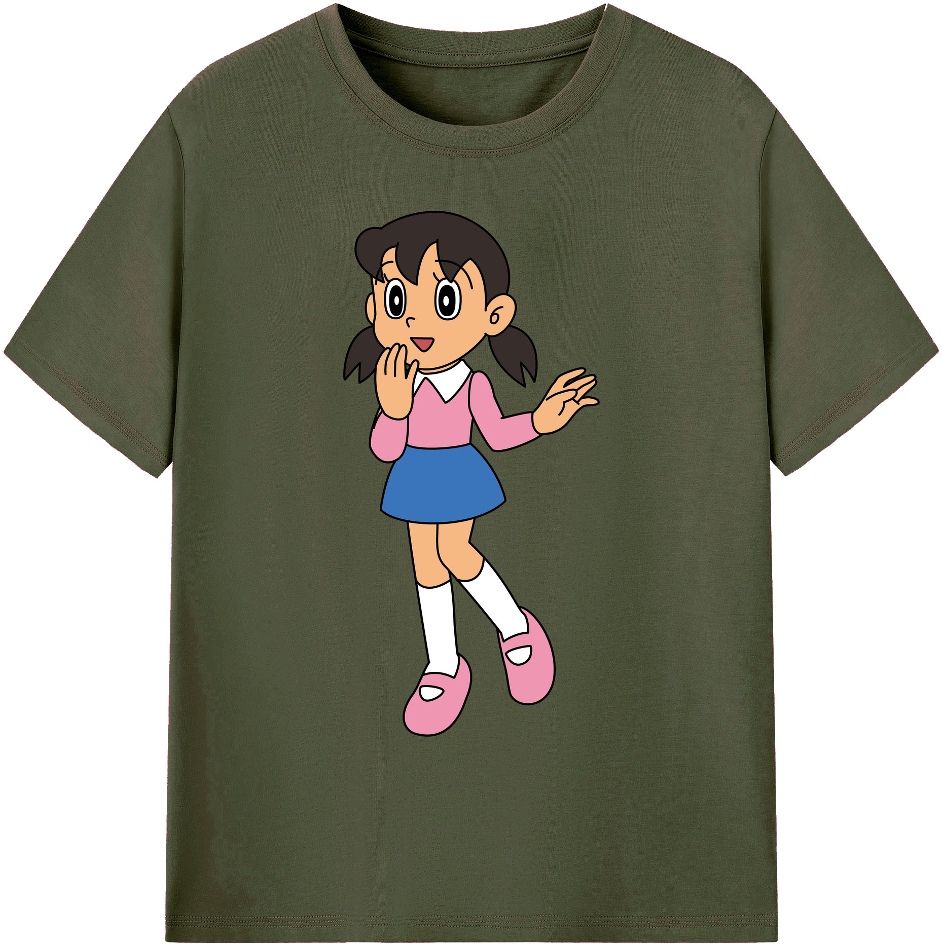（画像用） ドラえもん みなもと しずか Doraemon Shizuka Minamoto 綿100％ メンズ半袖Tシャツ｜肌触りやわらか＆通気性
